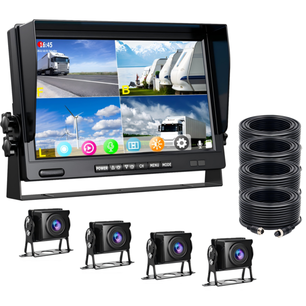Factory Supply Popular for Truck 7in Quad Split IPS Monitor DVR With 4X 4PIN AHD 1080P Side Rear View Backup Camera Kit